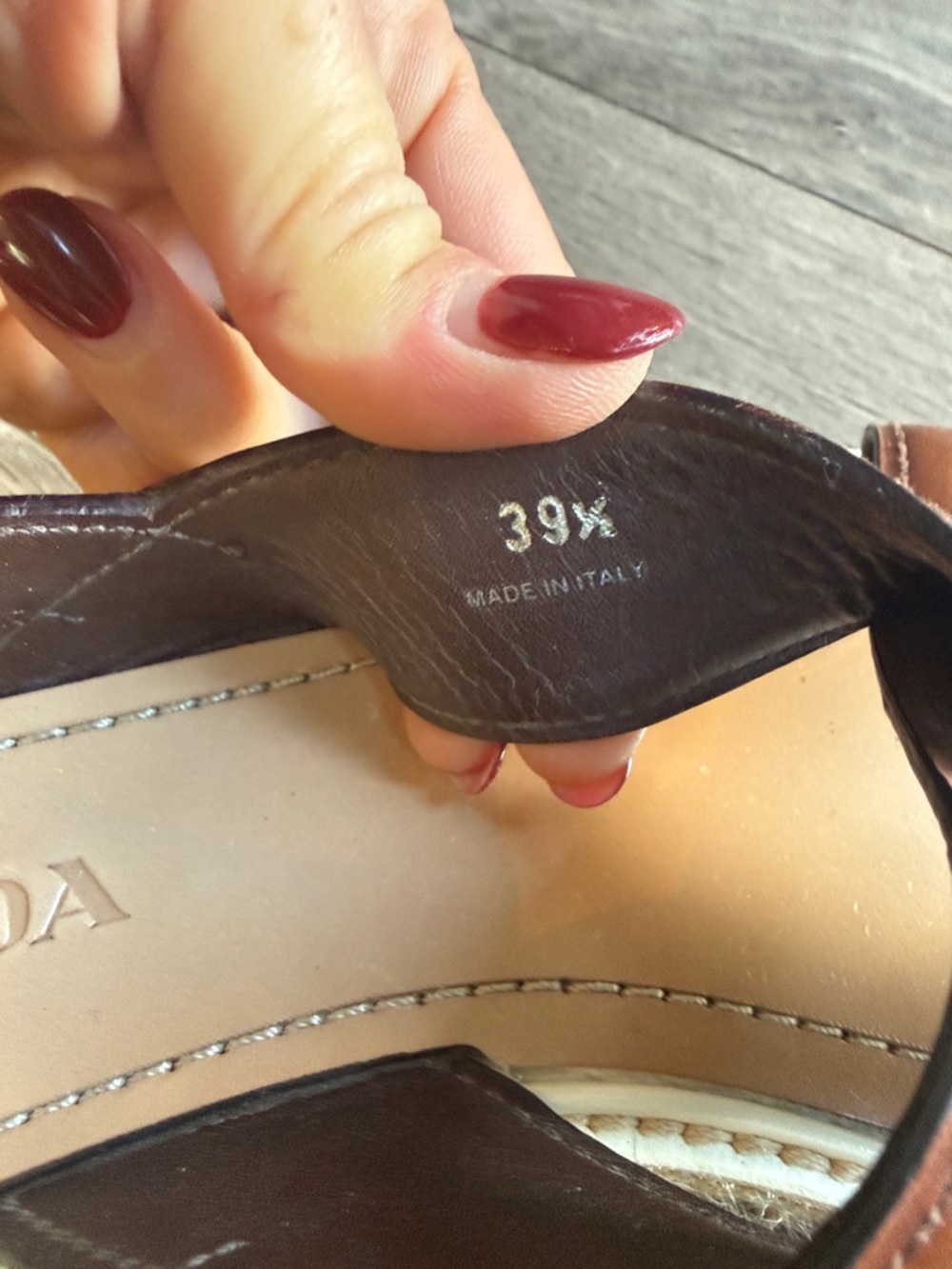 Prada Brown Leather Crossover Platform Sandals - Picture 4 of 4